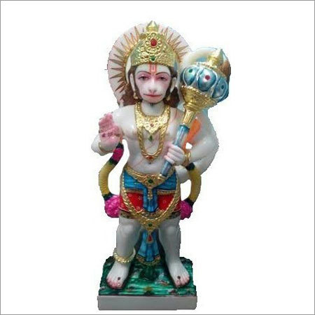 Sculpture White Marble Standing Hanuman Ji Statue