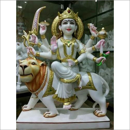 Sculpture White Marble Durga Maa Statue