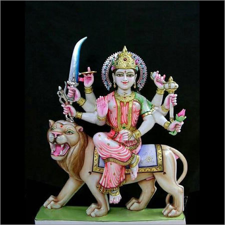 Sculpture White Marble Durga Ji Statue