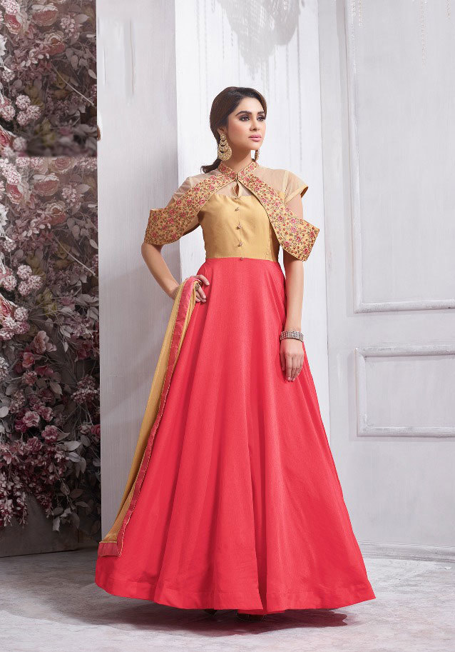 Multi Colour Tapets Silk Embroidery Stylish Salwar Kameez