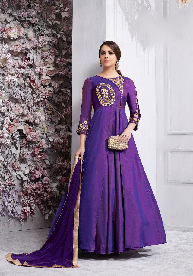 Multi Colour Tapets Silk Embroidery Stylish Salwar Kameez