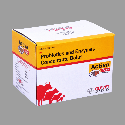 Probiotics and Enzyme Bolus - Live Yeast Culture, Multicolor, For Cattle & Camel, Supports Digestion, Builds Immunity | 4 Boli Strips
