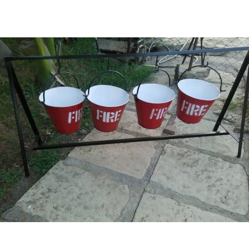 Fire Bucket - Metal 10 Liters, 12x12x12 Inches, Red | Corrosion Resistant, Durable, Easy Use, Emergency Aid for Fire Safety