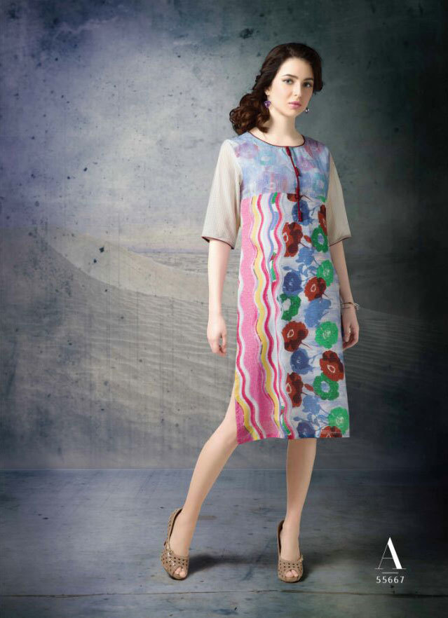 Multicolour Sethnic Wholesaler Of Cotton Satin Printed Kurti Catalog Online