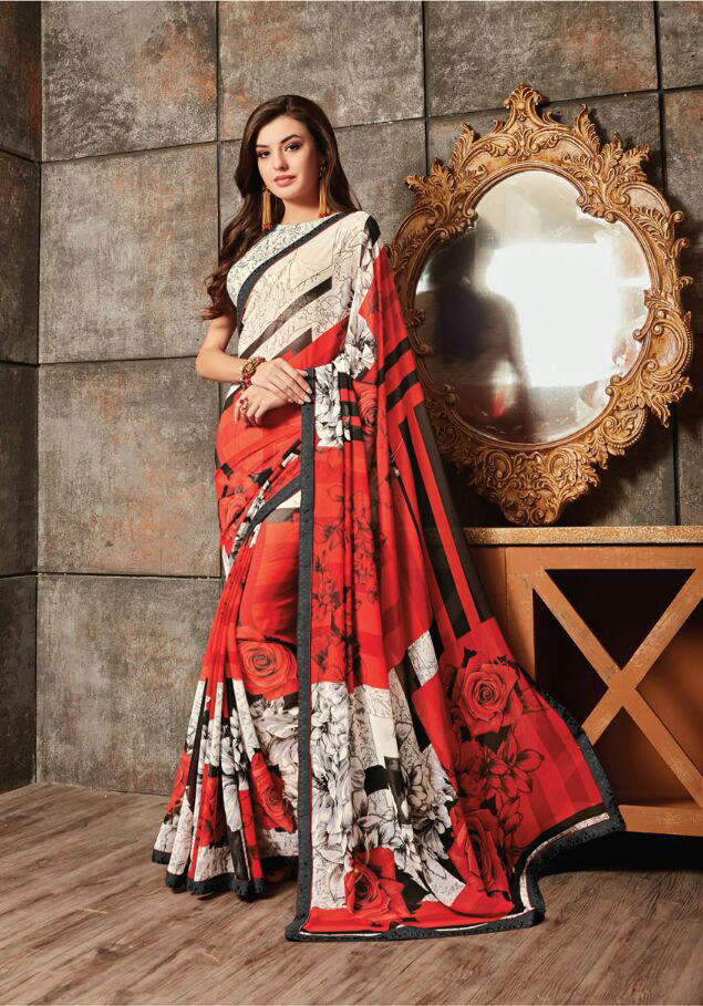 Multicolour Georgette Digital Printed Saree Catalog From Sethnic Wholesale Supplier In Surat