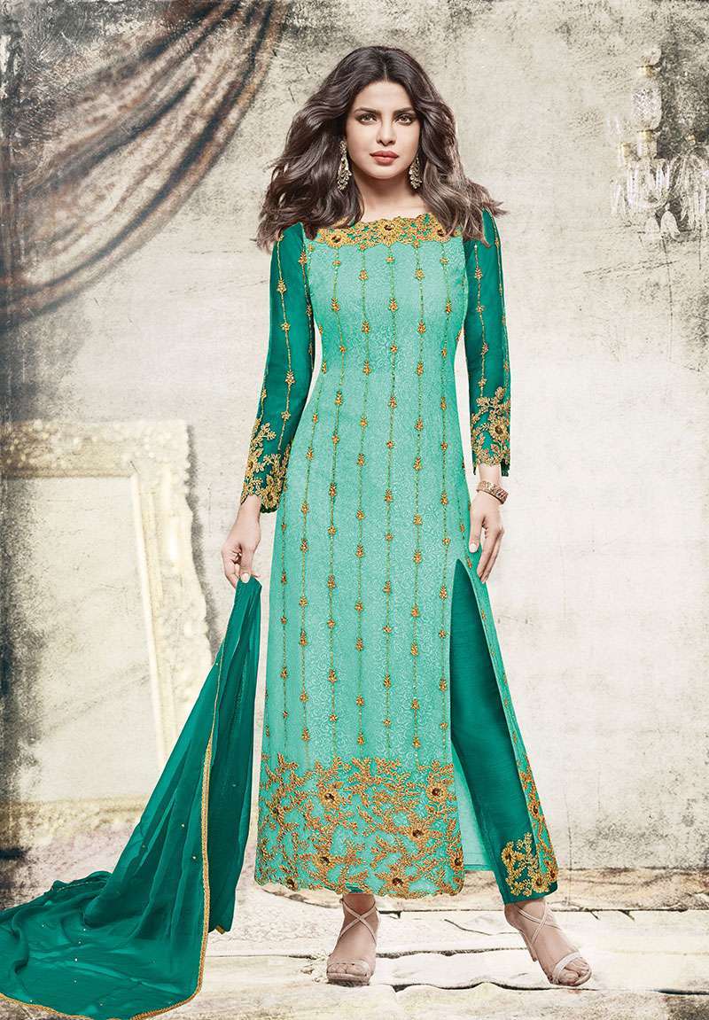 Trendy Party Wear Salwar Suit - Pure Upadda Silk Top, Customized Size Up To 42", Multicolour, Full Sleeves, Embroidered With Stone Work, Bollywood Style, Heavy Santoon Bottom, Pure Oraganja Dupatta