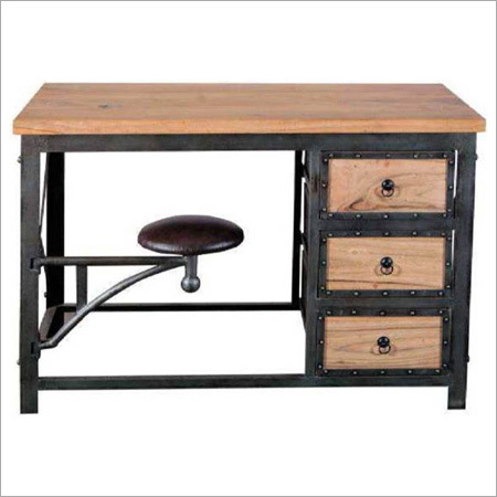 Wood Industrial Study Table