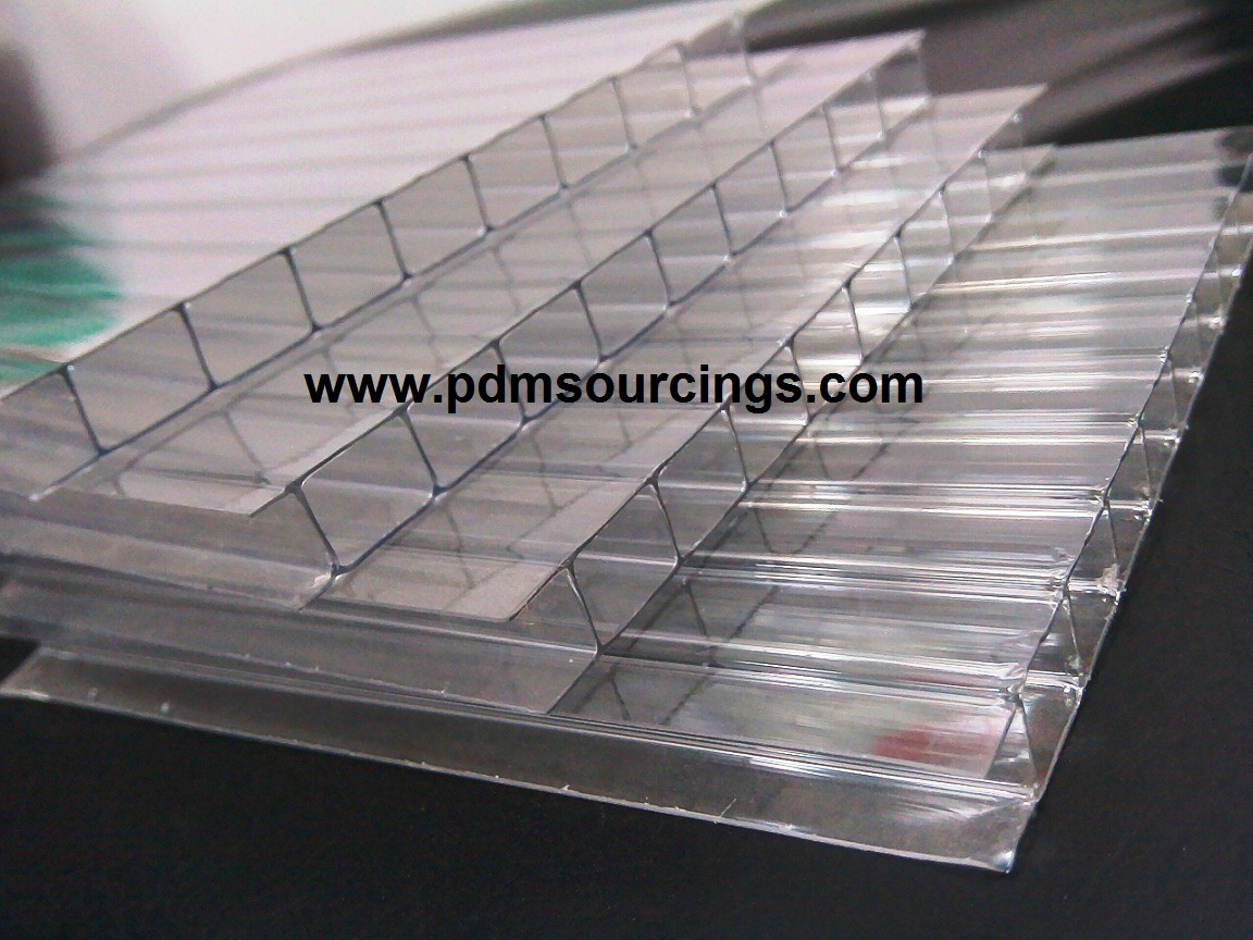 Pc Hollow Sheet - Polycarbonate Multi Wall 10mm, 1.22m & 2.1m Width, Clear/green/brown/blue | Iso Certified, Uv Protected, 100% Virgin Raw Materials