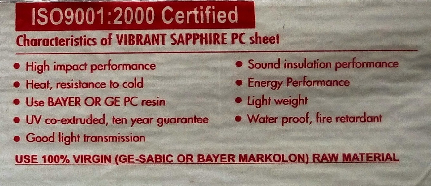 Polycarbonate Embossed Sheet - 1.5mm Thick, 3-7 Ft X 100 Ft | Clear, Green, Brown, Blue, Uv Protected, Iso Certified By Vibrant Sapphire