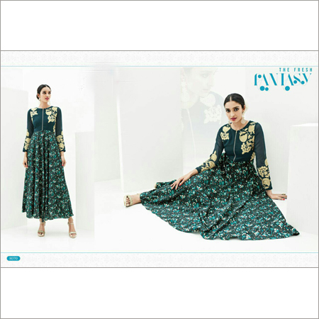 Dark Green Embroidered Kurta