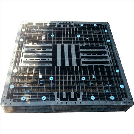 Plastic Collar Pallet - 800x1200mm , 4-Way Entry, 500-1000kg Load Capacity, Single Faced, Black Color
