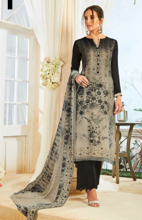 Grey & Black Surat Sethnic Dealer Suits In Dark Dull Colors Pakistani Style