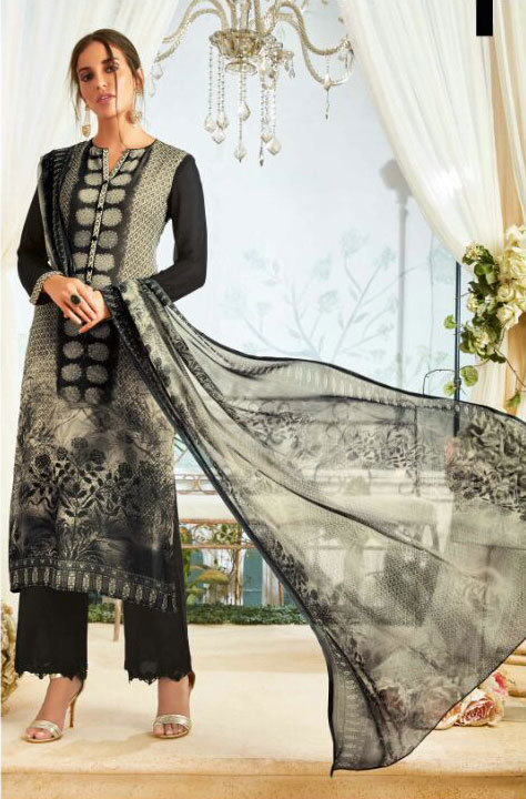 Grey & Black Surat Sethnic Dealer Suits In Dark Dull Colors Pakistani Style
