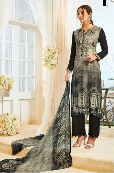 Grey & Black Surat Sethnic Dealer Suits In Dark Dull Colors Pakistani Style