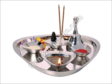 स्टेनलेस स्टील पूजा सेट