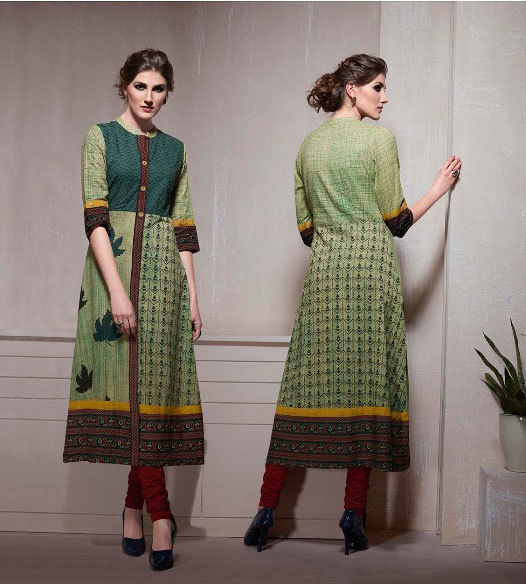 Multicolour Sethnic Khatli Work Kurtis In Cotton Rayon Wholesale Prices