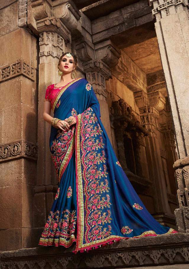 Saree Exotica - 5.5mtr Peach Art Silk With Designer Blouse | Multicolour Embroidered Banarasi Style For Weddings & Celebrations