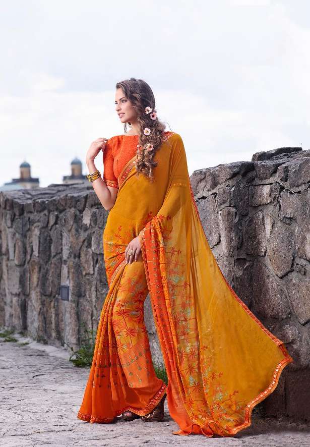 Multicolour Sethnic Border Work Printed Saree Catalogs Wholesale Prices