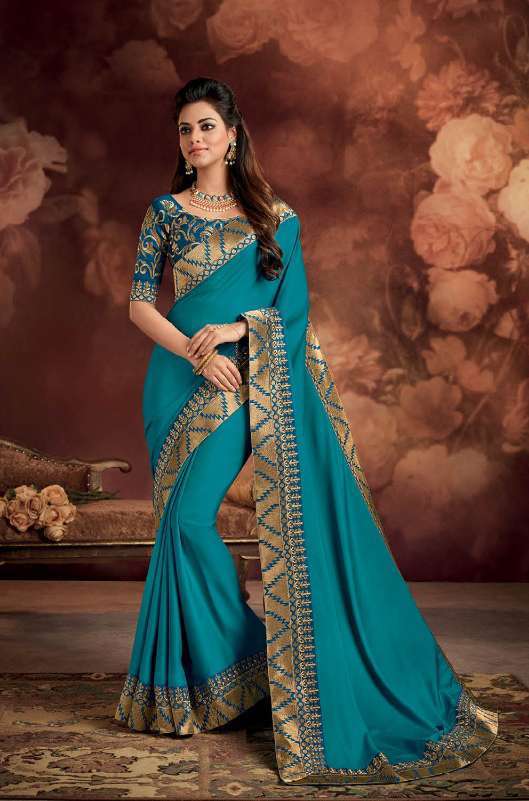 Silk Saree - 5.5mtr Length, Multicolour Embroidered Pattern | Elegant Bollywood Style For Weddings & Celebrations