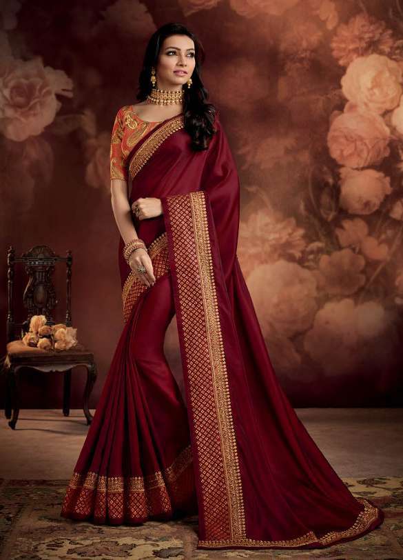 Silk Saree - 5.5mtr Length, 80cm Blouse | Multicolour Embroidered Bollywood Style Party Wear