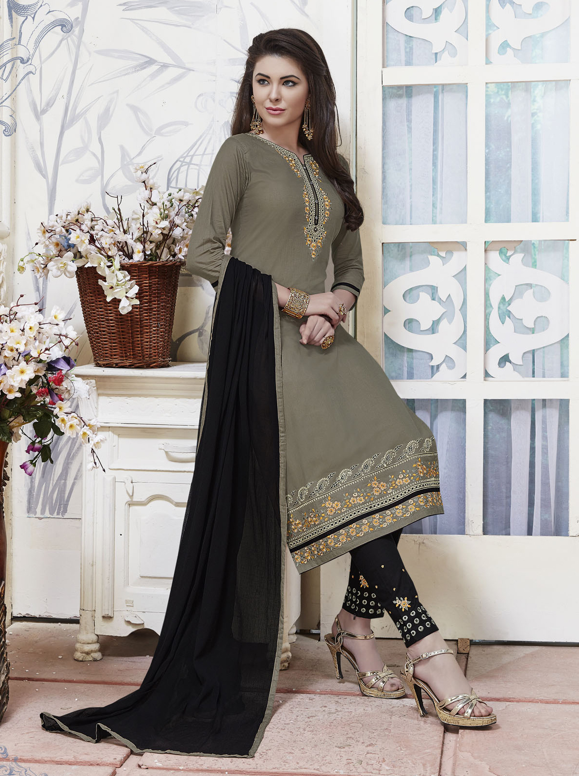 Grey Churidar Salwar Suits