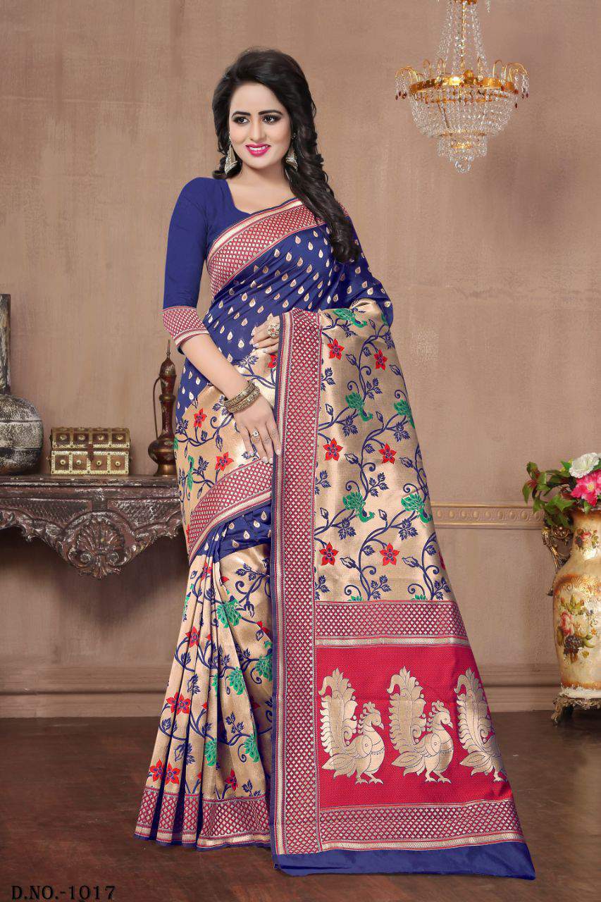 Multicolour Buy Banarasi Silk Saree Online Wholesale Dealer In Surat