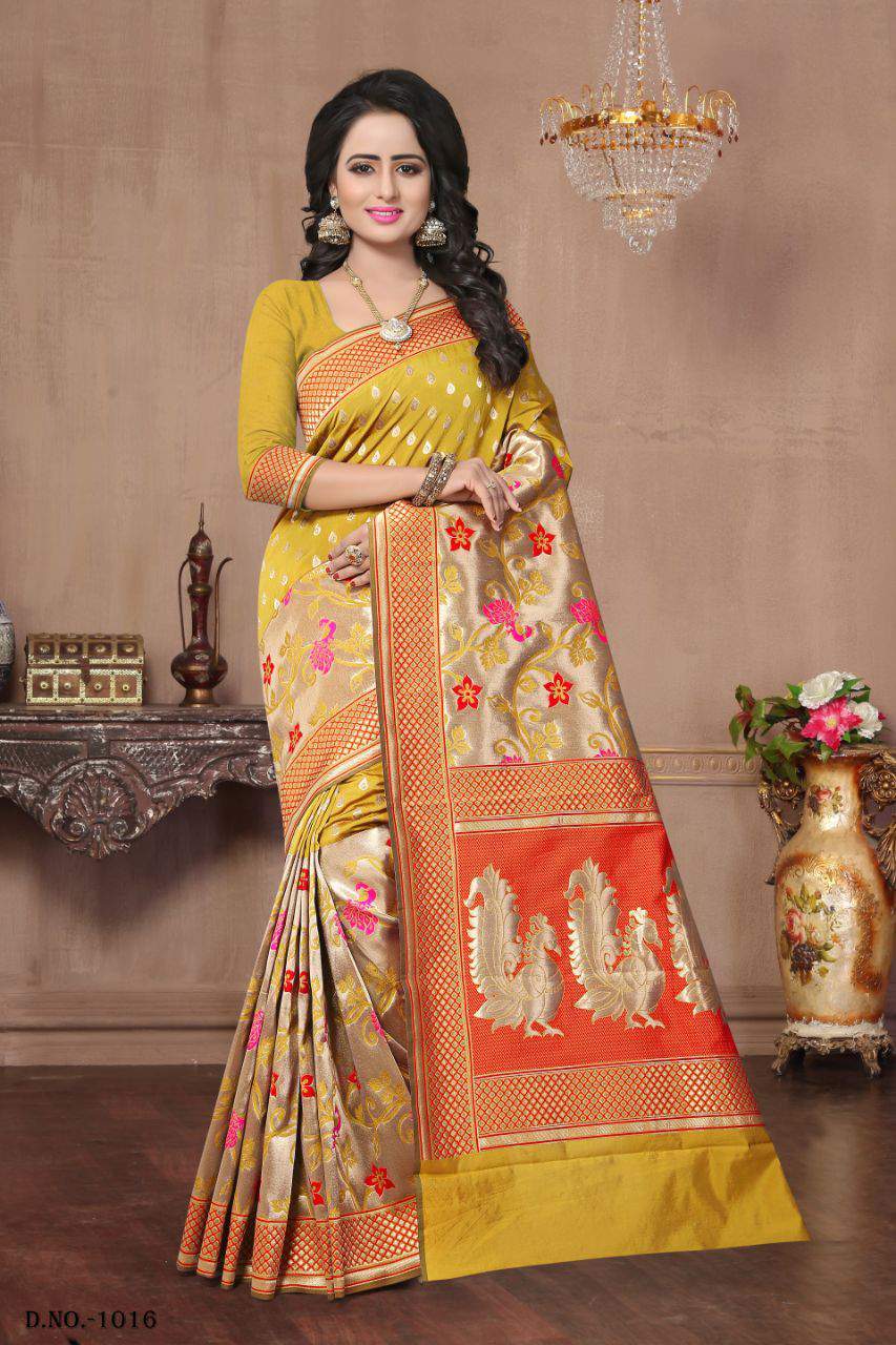 Multicolour Buy Banarasi Silk Saree Online Wholesale Dealer In Surat