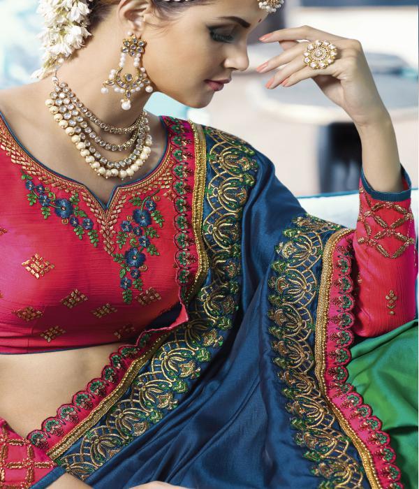 Multi Fancy Work Saree