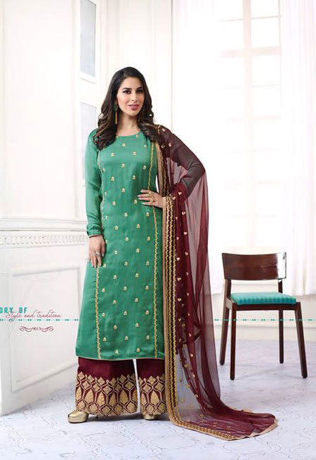 Multicolour 9009-9014 Straight Suits Catalog In Georgette By Sophie