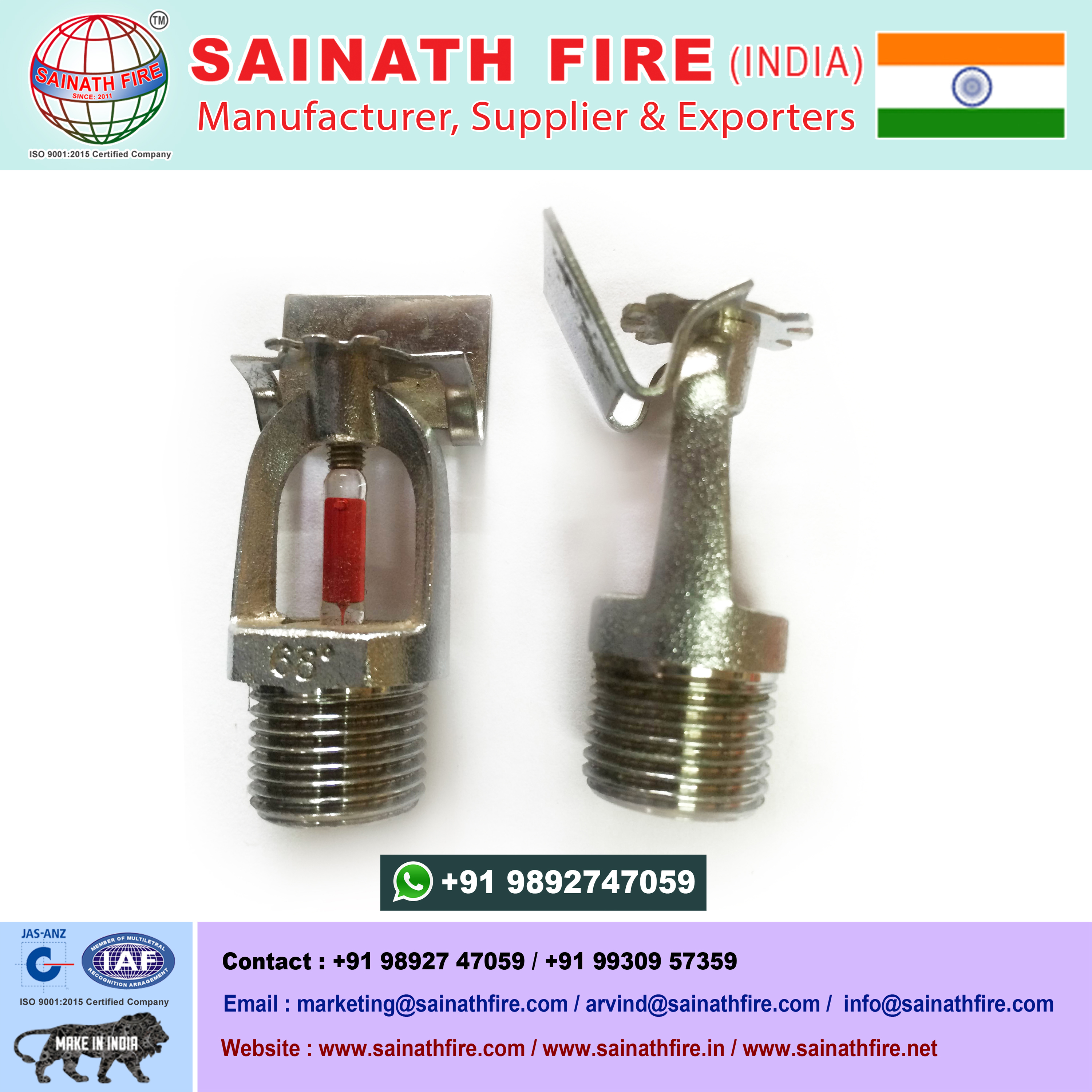 Fire Fighting Sprinkler - Brass, 1/2 Inch Size, Silver Color, 150â°c Operating Temp, 175 Psi Pressure Rating, Npt Thread Type | Fire Suppression In Buildings And Industrial Settings