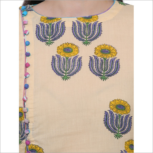 Kurtis - Cotton Blend, 48 Inches, Round Neck, 3/4 Sleeves | Stylish Design, Comfortable Fit, Soft Fabric, Unique Printed Pattern