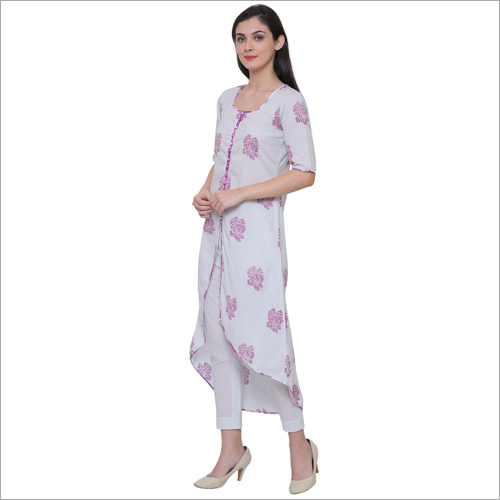 Kurtis - Cotton, 45 Inches, White | Stylish Design, Floral Embroidery, Comfortable Fabric, Perfect Fit