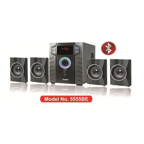 Multimedia Speaker System - 4.1 Channels, 5.25" Subwoofer, Bluetooth & USB Connectivity, Remote Control, Wooden Cabinet Design