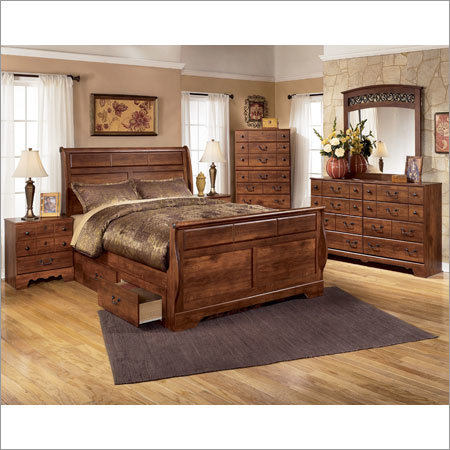 Polyester Royal Wooden Drawer Bed