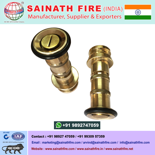 Navy Nozzle - Brass, 100 mm Length x 50 mm Diameter, Gold Color | 1-1/2 inch Thread Size, 0.5 kg Weight, Ideal for Fire Suppression Systems and Water Distribution