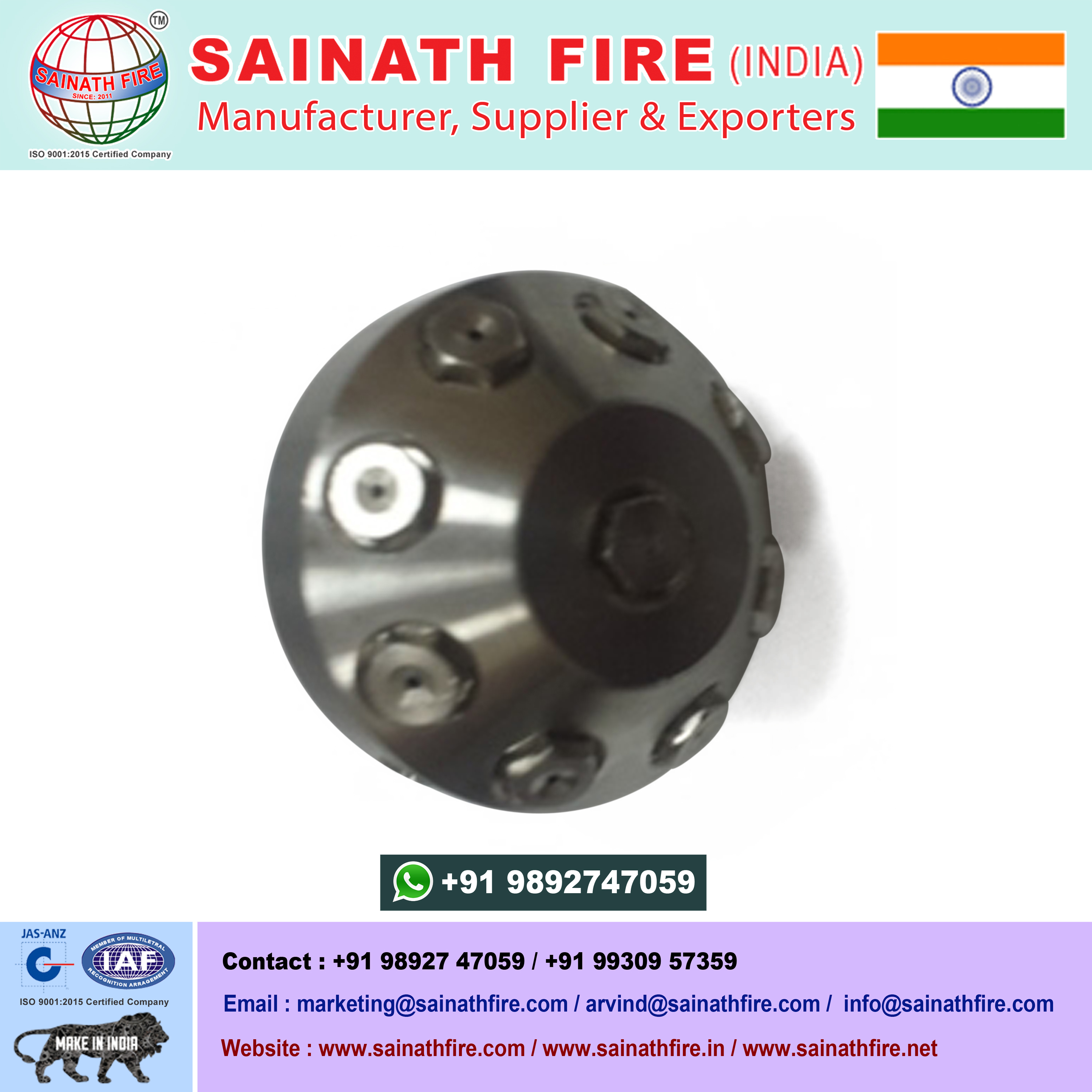 Water Spray Nozzle - Brass Material, 1/4 Inch Npt Inlet, High Throughput, Various Spray Patterns , Lightweight & Non-corrosive Design For Fire Safety & Industrial Cleaning