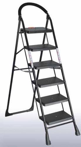 Folding Step Ladder - Powder Coated Steel, 8.6 Kg Weight, 120-150 Kg Capacity | Foam Clad Handles, Wide Steps, Safe Non-slip Rubber Boots