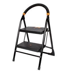 Folding Step Ladder - Powder Coated Steel, 8.6 Kg Weight, 120-150 Kg Capacity | Foam Clad Handles, Wide Steps, Safe Non-slip Rubber Boots