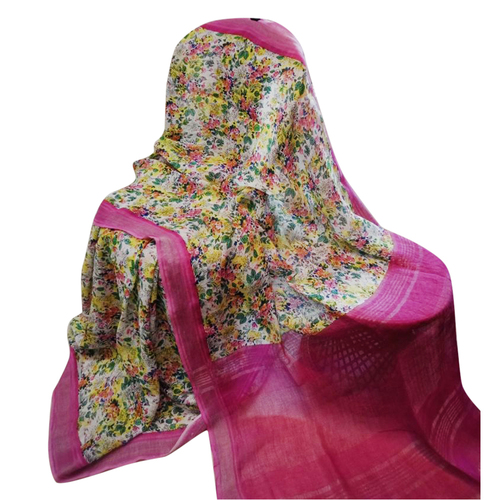 लिनन प्रिंटेड साड़ी