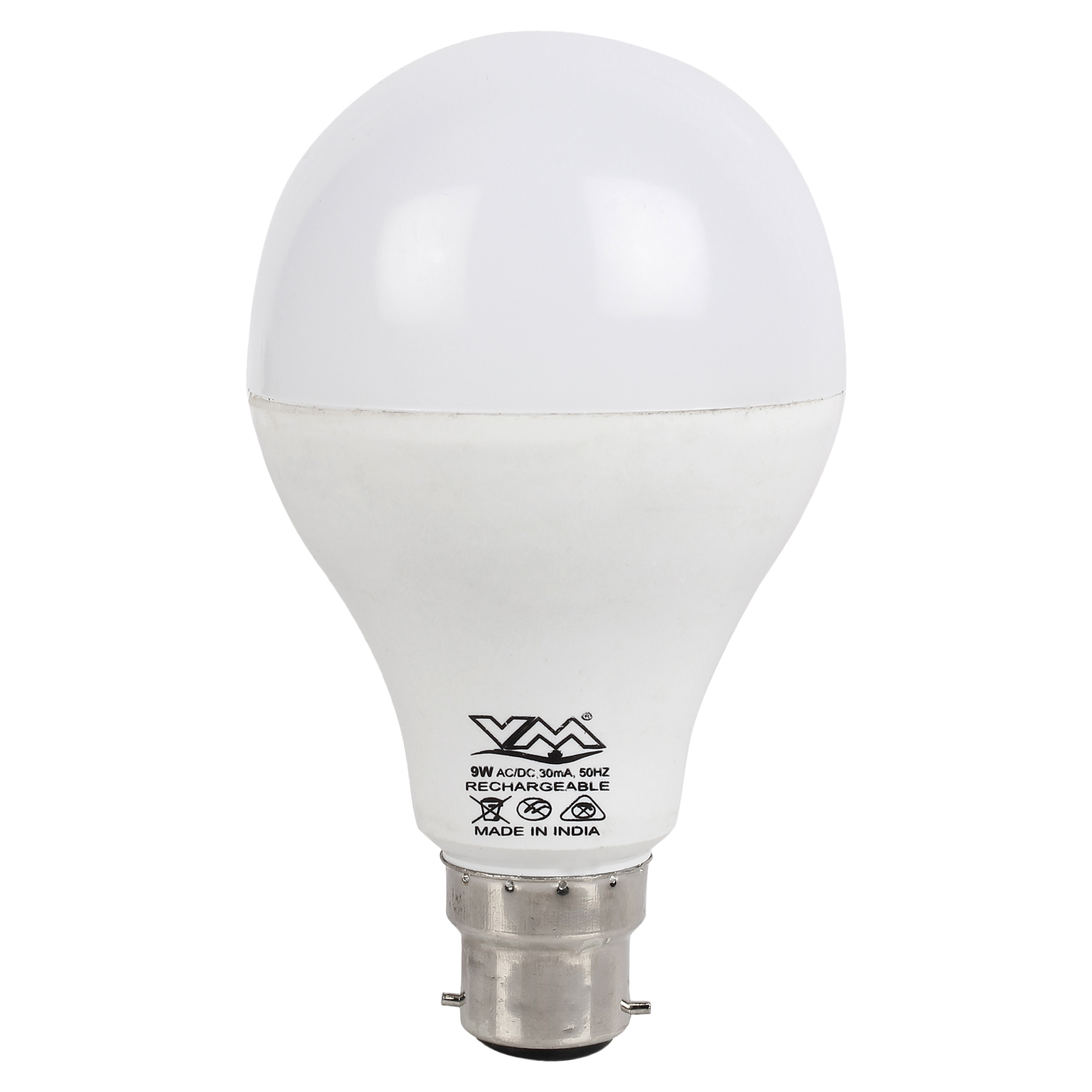 Emergency Led Bulb 9w - Material: Pc, Color: Cool White, Temp: 6500k, Power: 9w, Input Voltage: 220v, Backup: 4hr | B22 Base, Flat Top Design, Power Factor: 0.9
