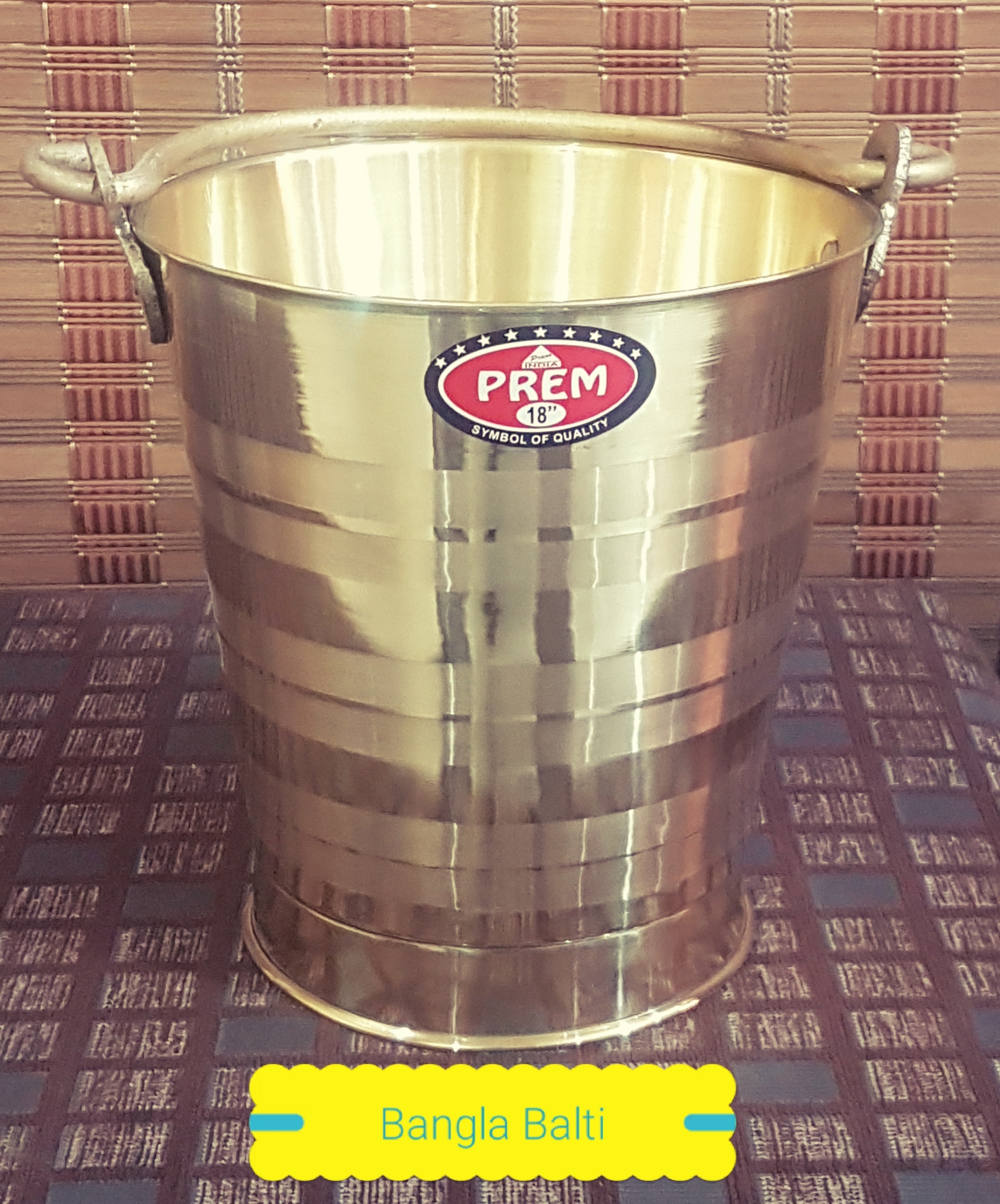 Brass Bucket - Handcrafted Brass, Standard Dimensions, Polished Golden Finish | Durable, Corrosion-resistant, Vintage Indian Utility Design