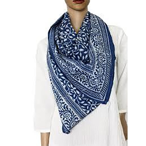 Block Printed Cotton Scarves - 72 Inch Square, Multi-Color Hand Made Design | Ideal for Rainy, Spring, and Summer Seasons