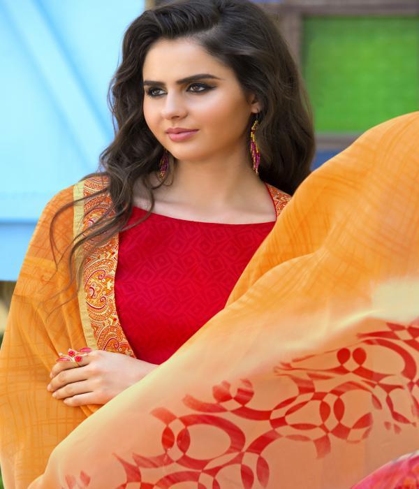 Orange Designer Fancy Saree