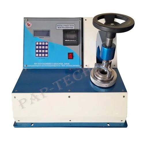 Digital Bursting Strength Tester - 0-35 kg/cm² Pressure Range, 220V AC Power Supply | Blue Color, Precision Accuracy 0.1%, 1 Specimen Capacity
