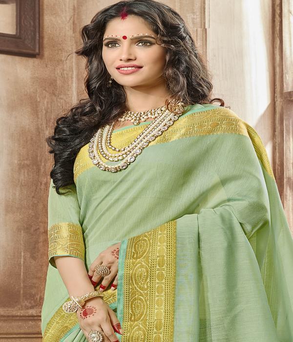 Pista Green Silk Saree