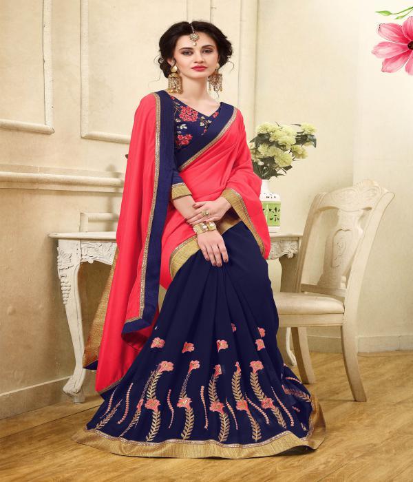 Navy Blue Fancy Saree