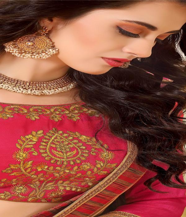 Pink Georgette Saree