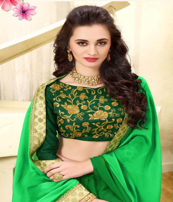 Green Fancy Chiffon Saree