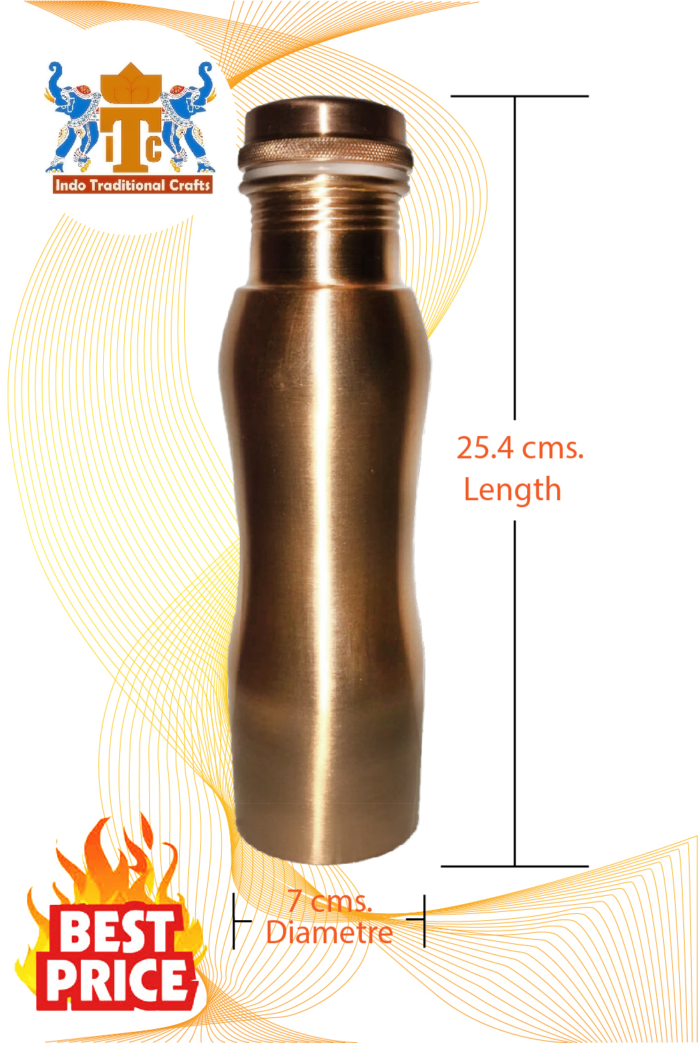 Copper Water Bottle - Variable Capacity, Lightweight, Leakproof, Mirror Finish, Durable Design With Silicon Seal | Perfect For On-the-go Hydration