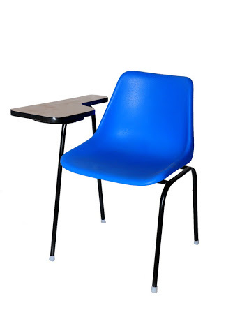 Writing Pad Chair - Iron And Plastic, 21 Inches Wide, 18 Inches Height, Smooth Writing Surface, Attractive Colors Available